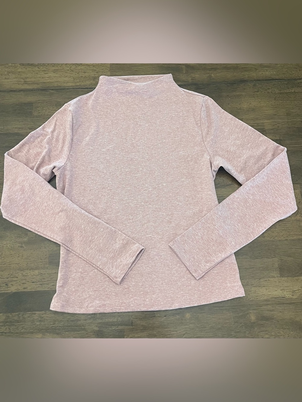 Express Body Contour Fitted Tee Heathered Mauve Mock Neck Long Sleeve Top Medium